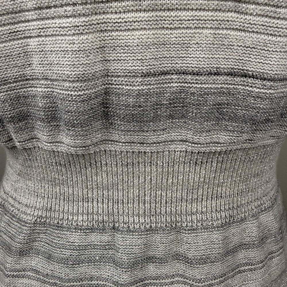 White House Black Market gray and silver ruffle cardigan sweater size small - Picture 9 of 13